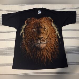 Vintage 1998 Liquid Blue All Over Print Lion Graphic Tee Size Large EUC 90s Y2K